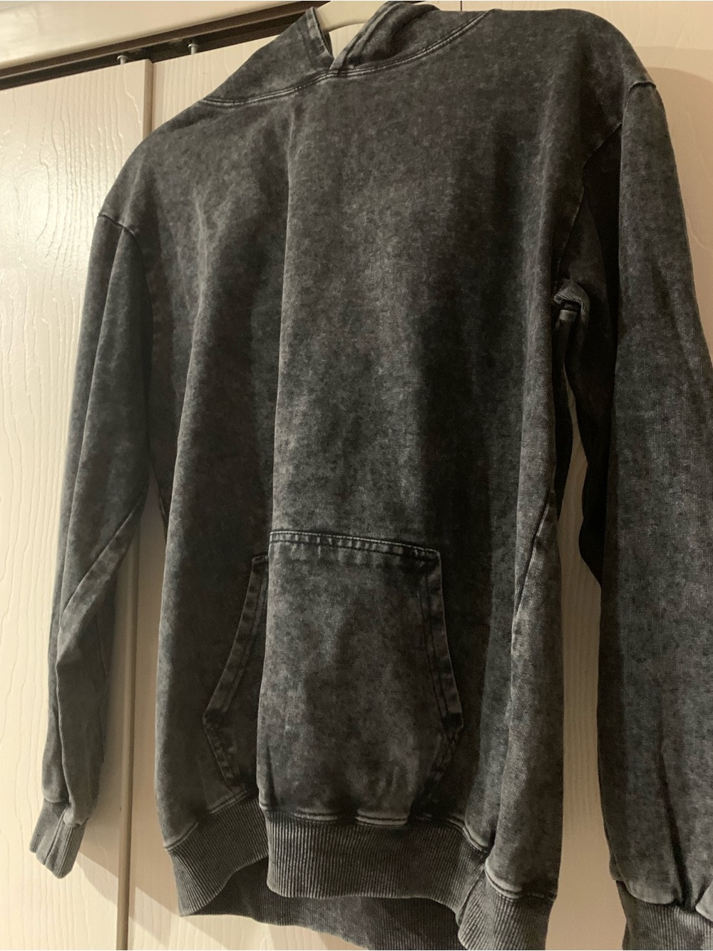 Men's Washed Black Crewneck Hoodie Pullover